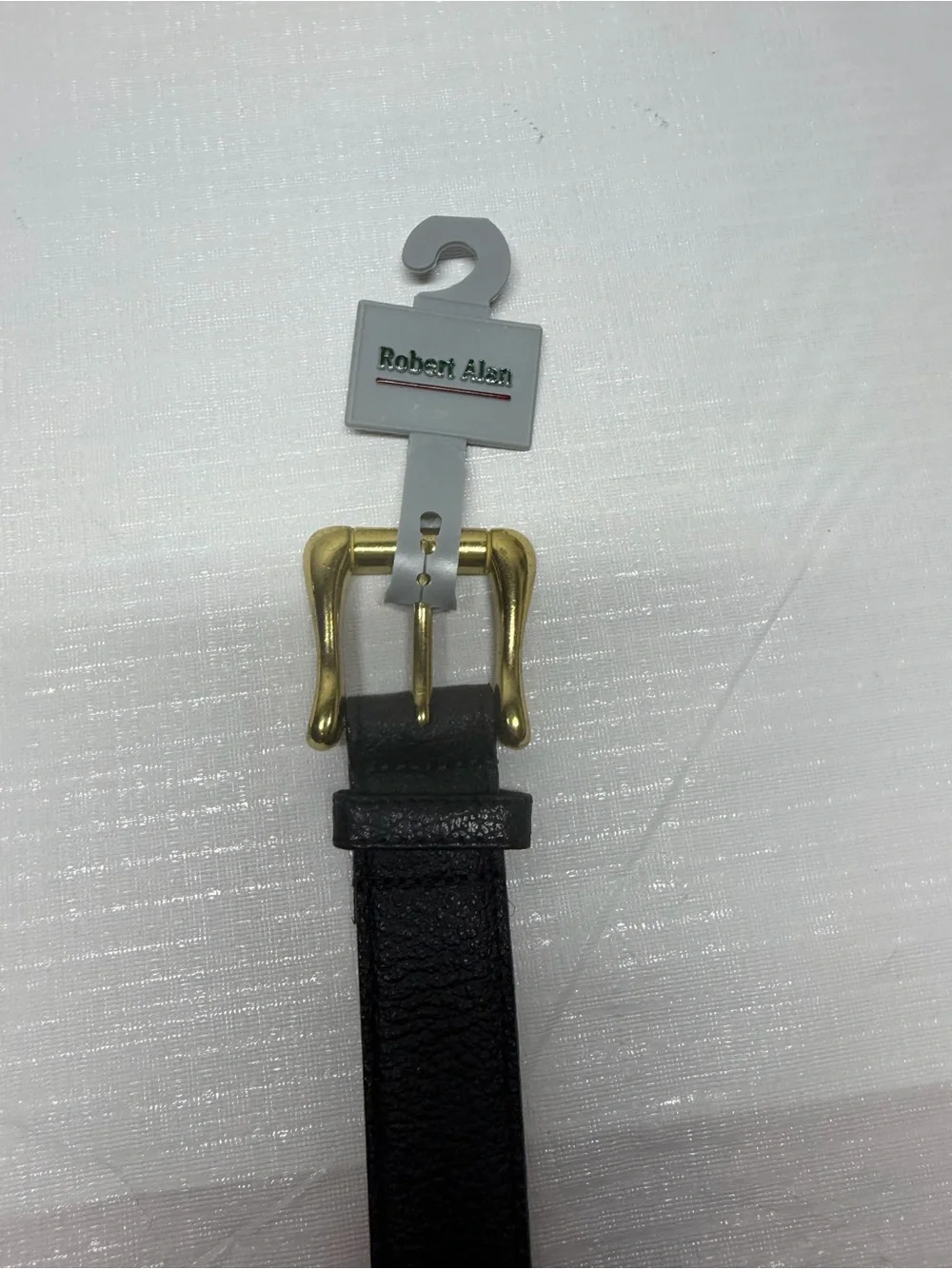 Classic Black Leather Belt with Gold Buckle